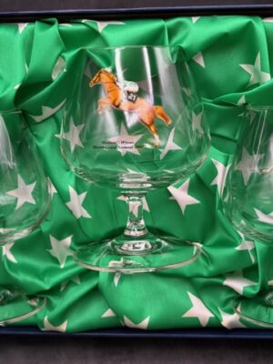 Rare Martell Grand National 2002 Commemorative Cognac Glasses Set | Bindaree Winner